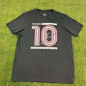 Messi Men's Black and Grey T-shirt